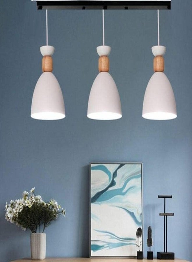 kinis KIN-720 White Modern Cluster Pendant Lights Nordic Linear Cluster Hanging Light/Cluster Ceiling Light/Three Pendant Lamp to Décor Home/Living Room/Bedroom/Office/Dining/Cafe (with Bulb) - Image 1